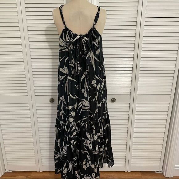 BANANA REPUBLIC FINO RAMIE BLK/WHT PRINT MAXI DRESS SZ-S - Picture 3 of 11